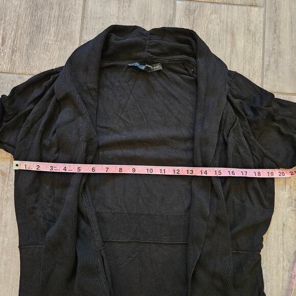 White House Black Market Cardigan Womens M Black Open Front Longline Layering - Picture 3 of 7